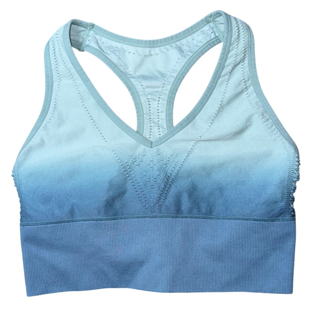 Pink Sport Womens Ombre Racerback Sports Bra Blue Mint Laser Cut Size Large